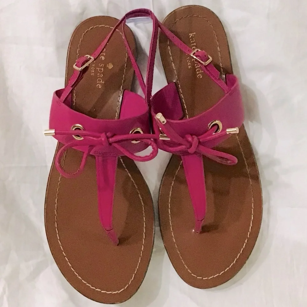 KATE SPADE Pink Leather Thong Flat Sandals